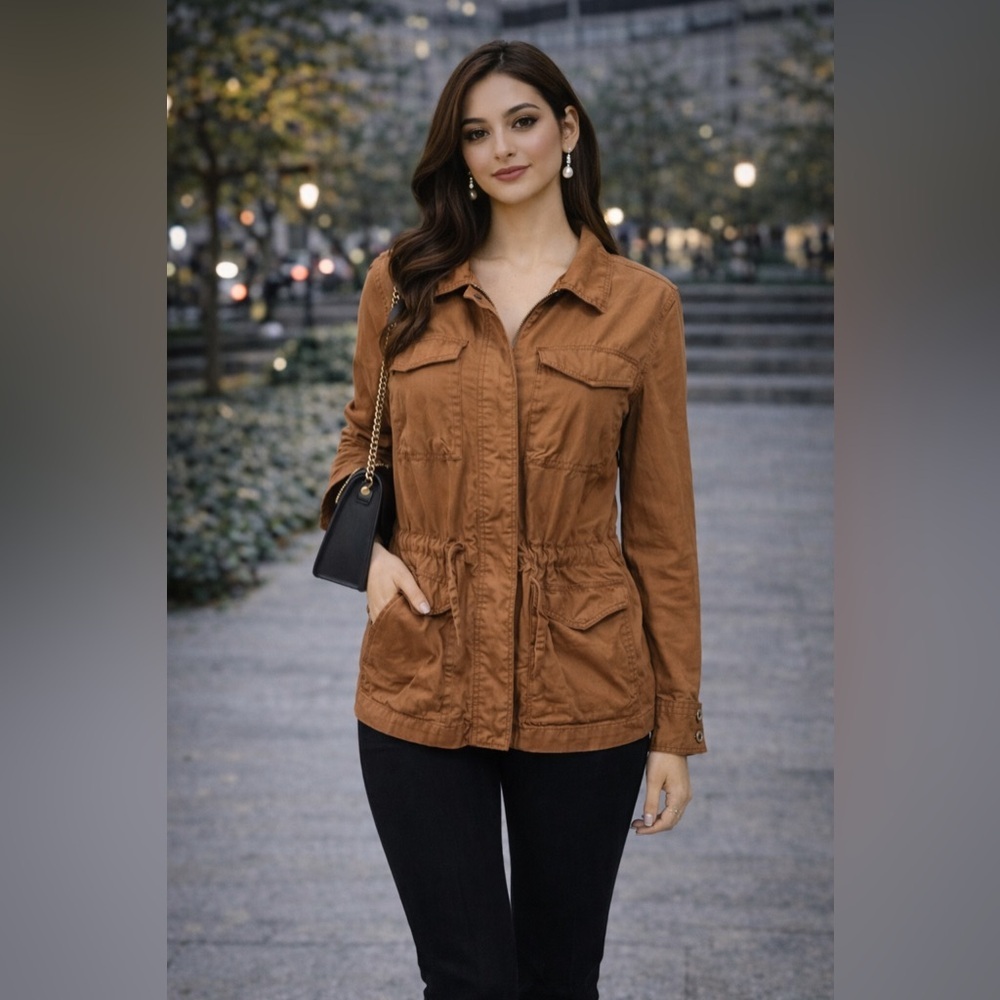 🍂🍂Jacket Old Navy Brown Cotton  with Floral Lining 🍂🍂 - Picture 13 of 14